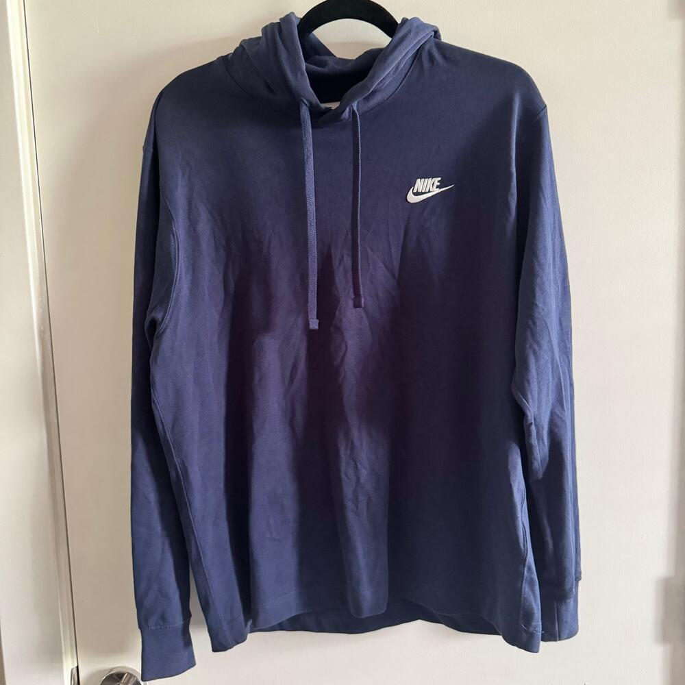Nike Hoodie Sweater Blue Crew Neck Cotton Pullover Long Sleeve Sz S Women's